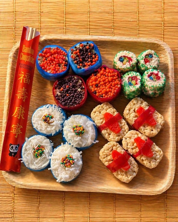 Cookie Dojo signature candy sushi tray