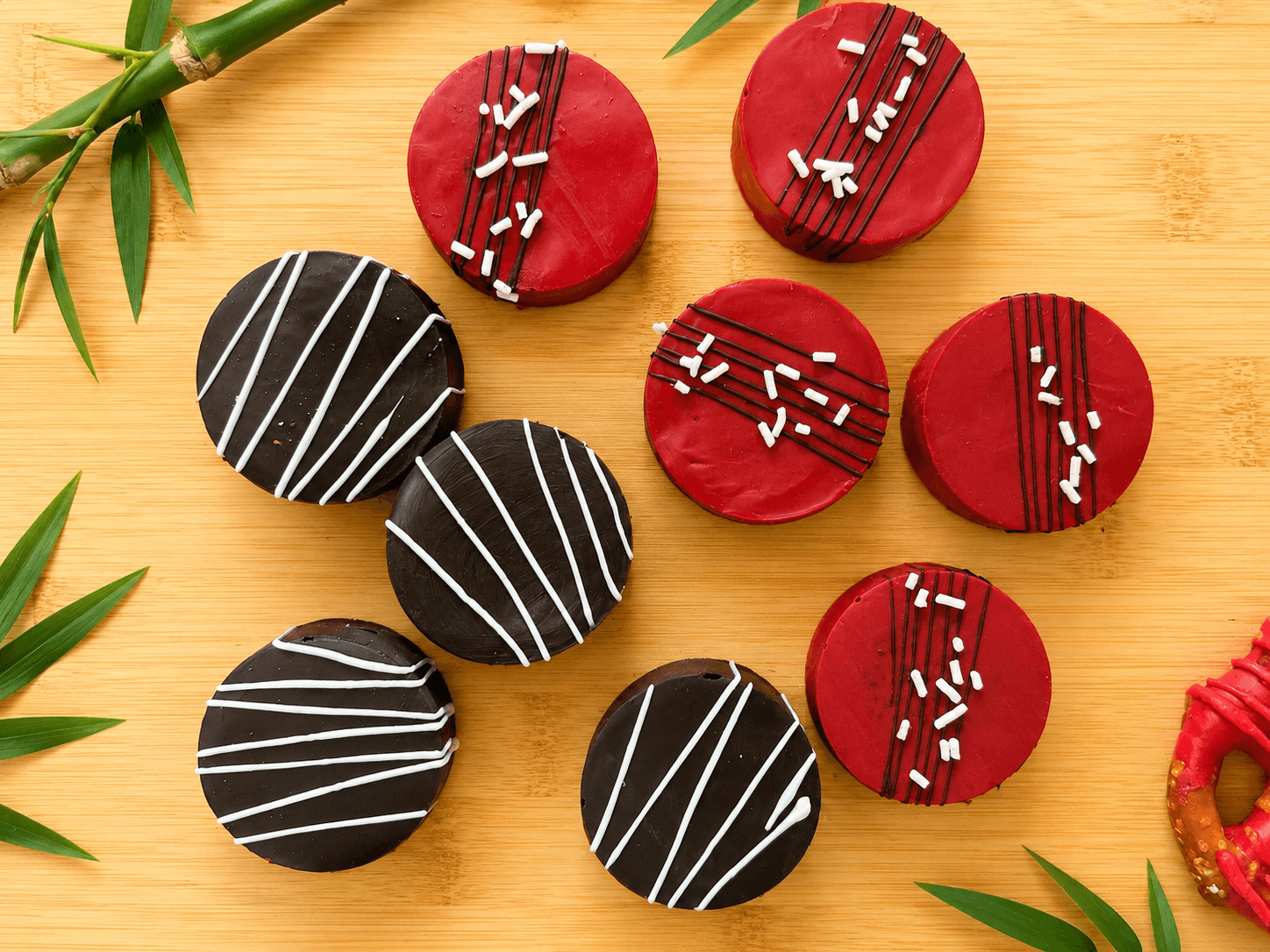 Dipped Oreos in custom school or brand colors